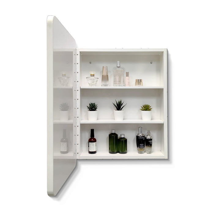 White Rectangle Medicine Cabinet with Mirror for Bathroom Bedroom - ParrotUncle