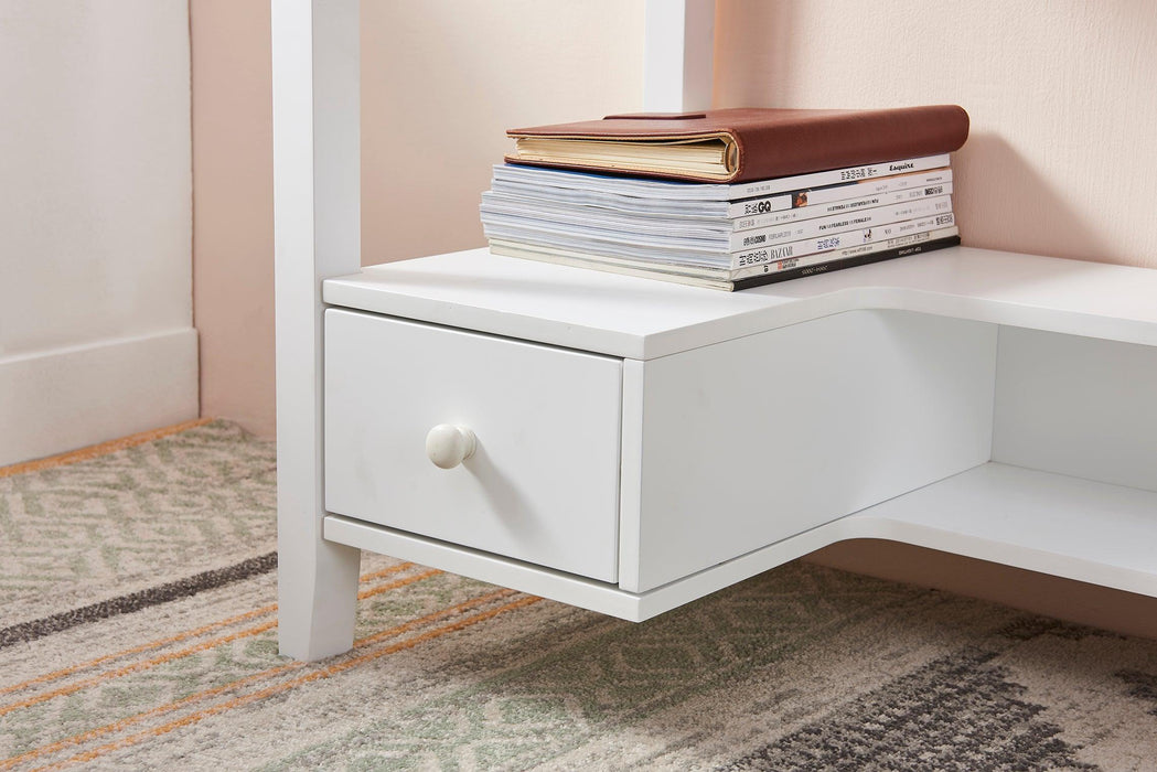White Wood Writing Computer Desk with 2-Drawer - ParrotUncle