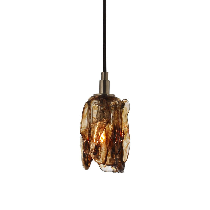 1-Light Rustic Saddlebrown Glass Pendant Lighting - ParrotUncle