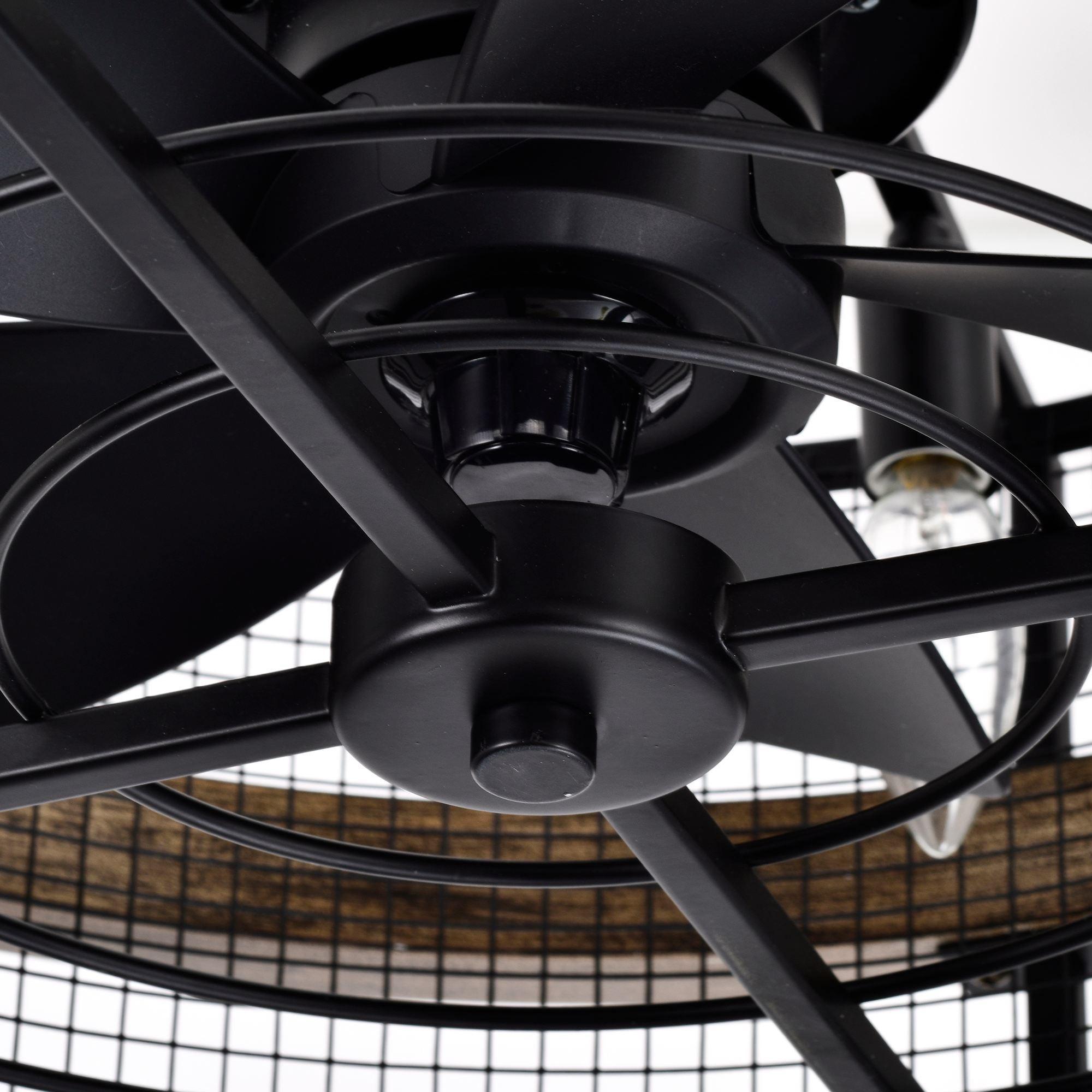 20" Industrial Downrod Mount Fandelier Ceiling Fan with Lighting and Remote Control - ParrotUncle