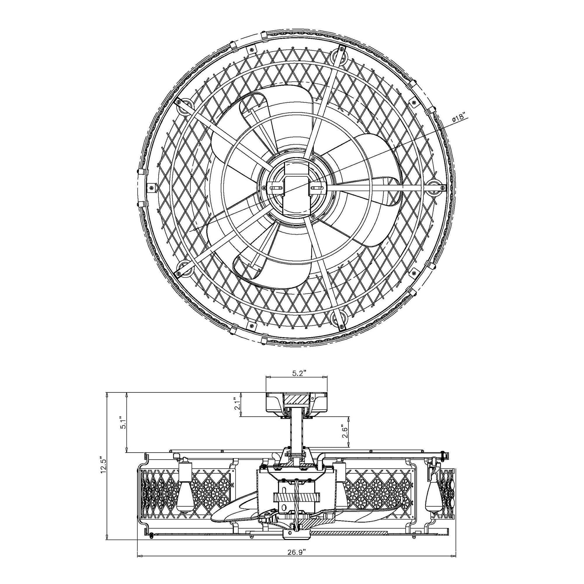 27" Wright Industrial DC Motor Downrod Mount Reversible Crystal Ceiling Fan with Lighting and Remote Control - ParrotUncle