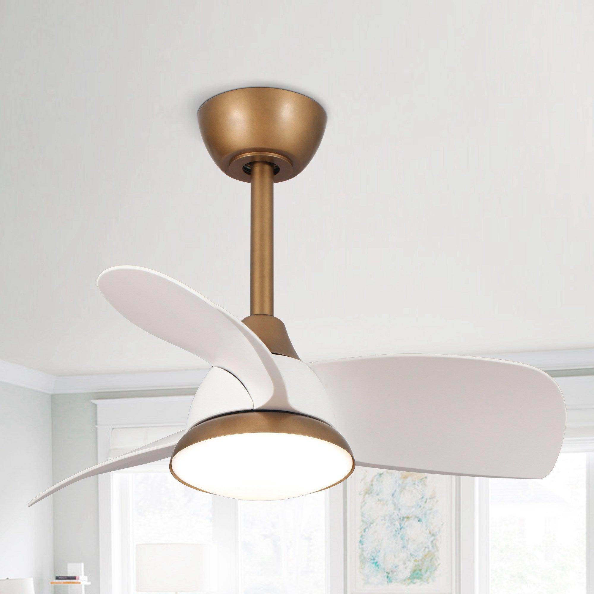 28" Modern DC Motor Downrod Mount Reversible Ceiling Fan with LED Lighting and Remote Control - ParrotUncle