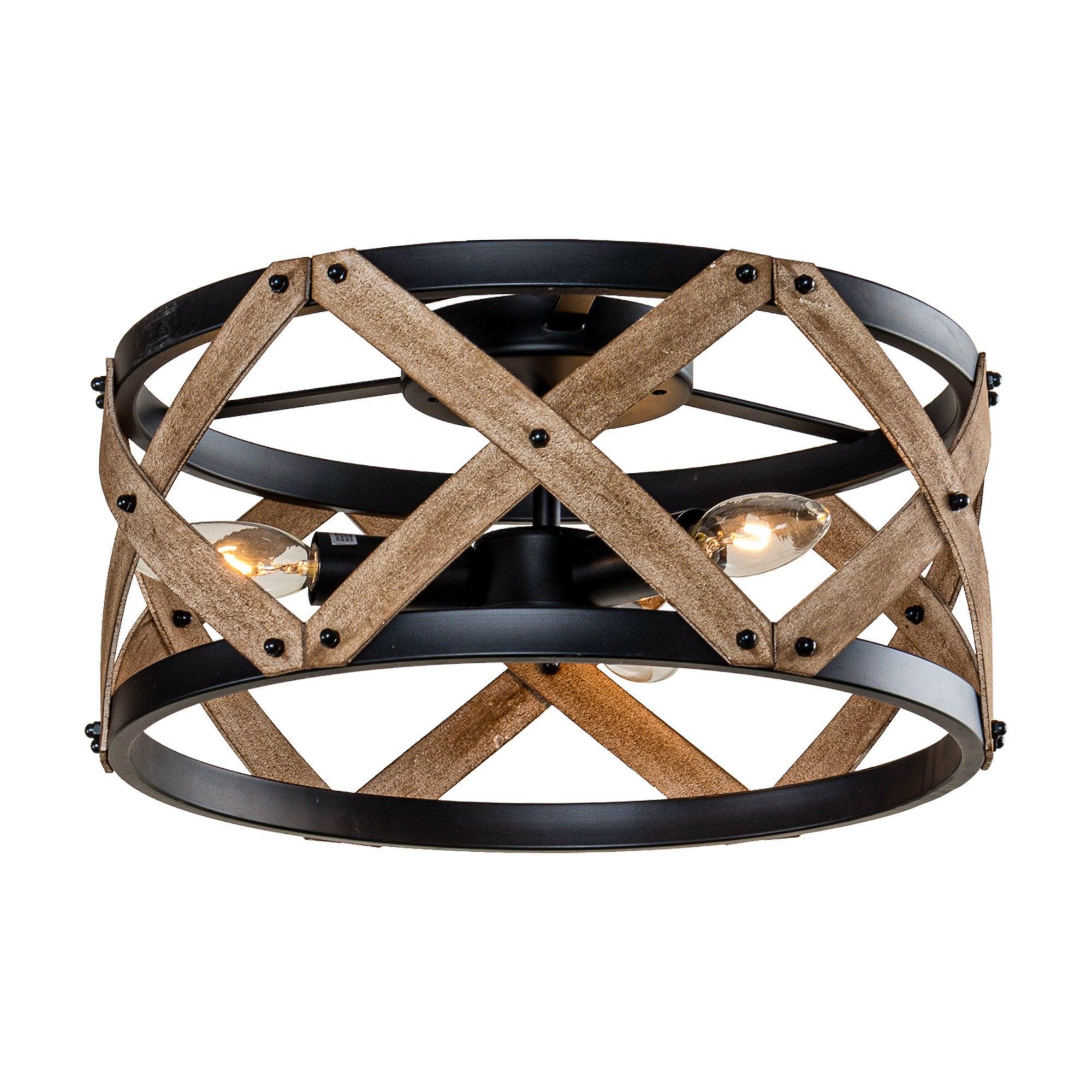 3-Light Industrial Drum Flush Mount Ceiling Light - ParrotUncle
