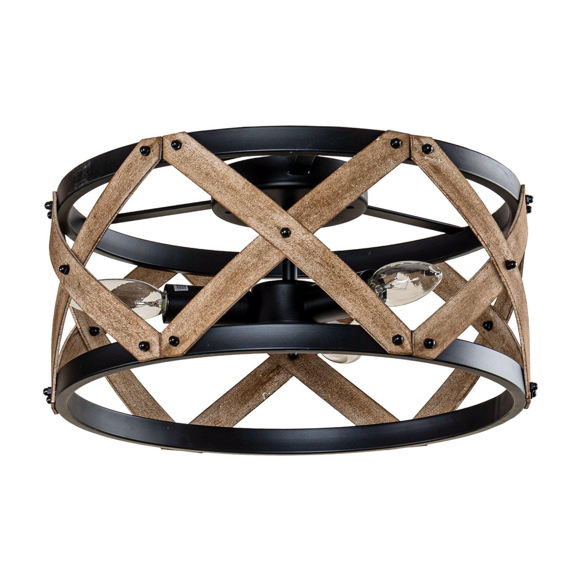 3-Light Industrial Drum Flush Mount Ceiling Light - ParrotUncle