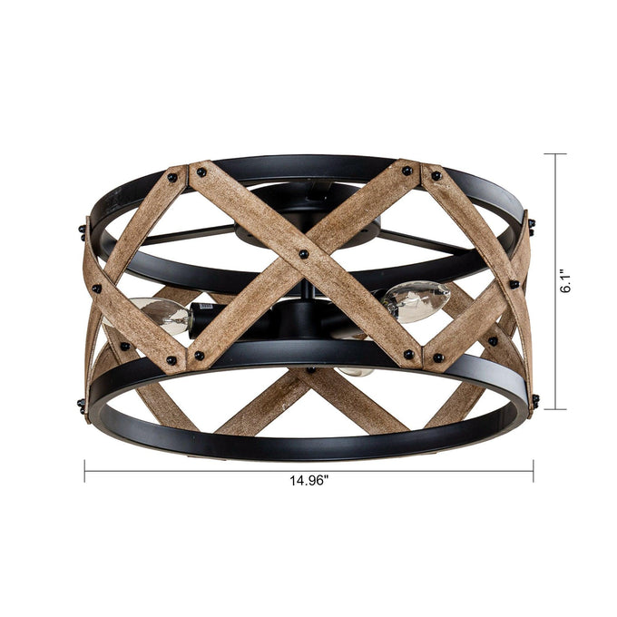 3-Light Industrial Drum Flush Mount Ceiling Light - ParrotUncle