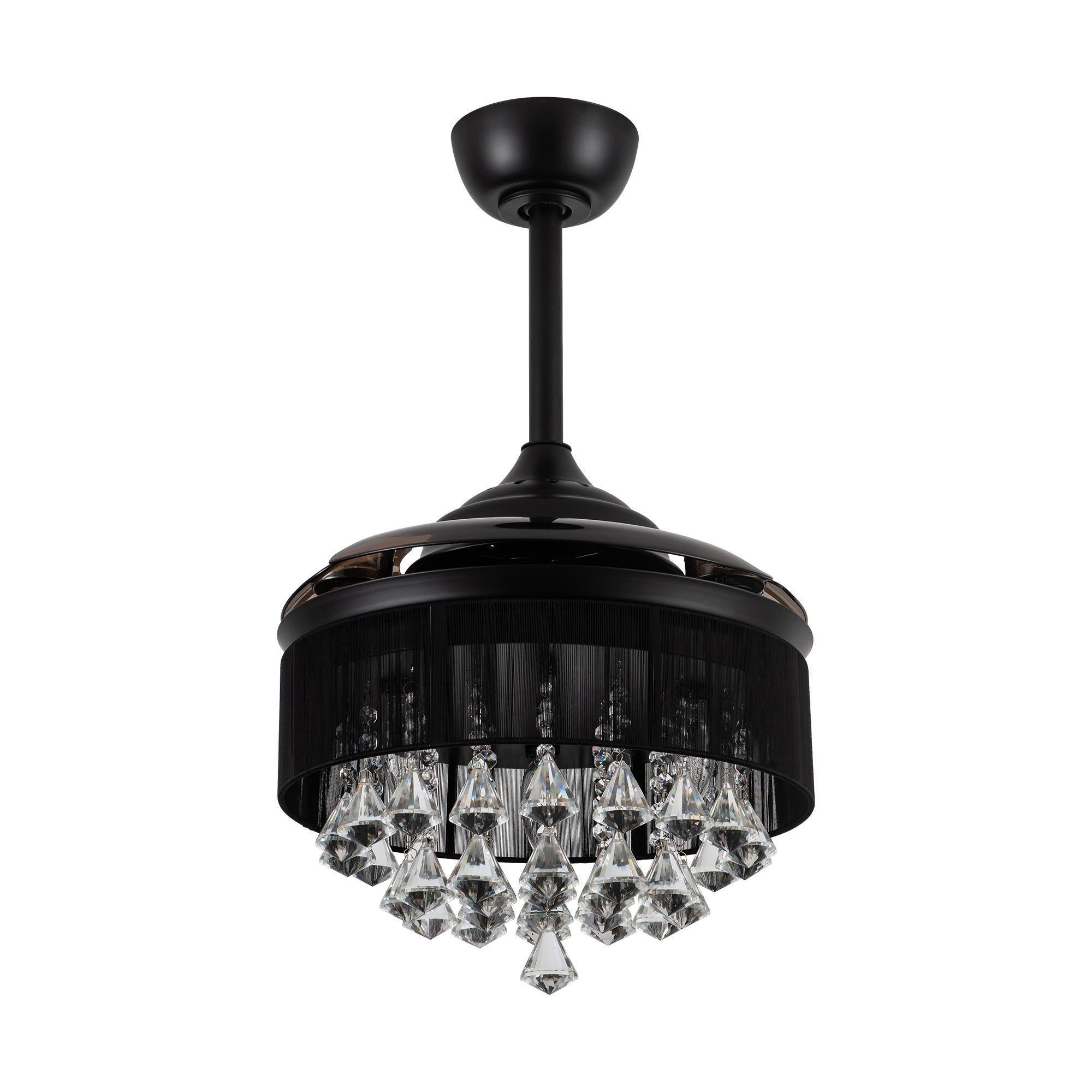 36" Bangaiore Modern Downrod Mount Crystal Ceiling Fan with Lighting and Remote Control - ParrotUncle