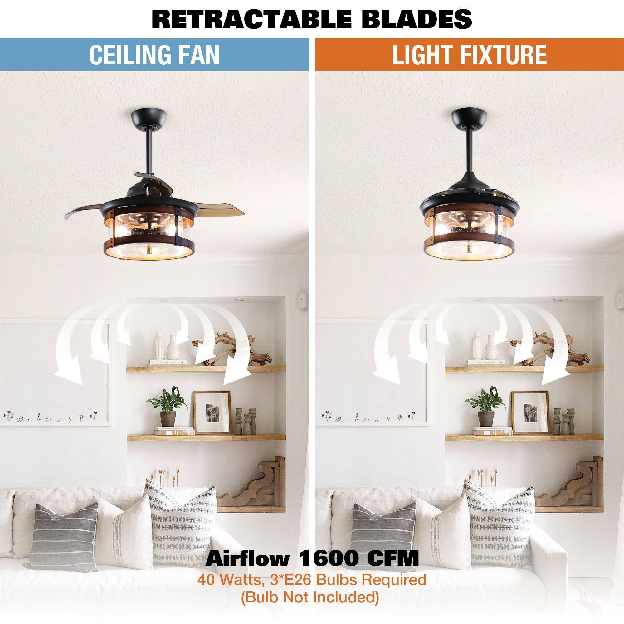 36" Caselli Traditional Downrod Mount Ceiling Fan with Lighting and Remote Control - ParrotUncle