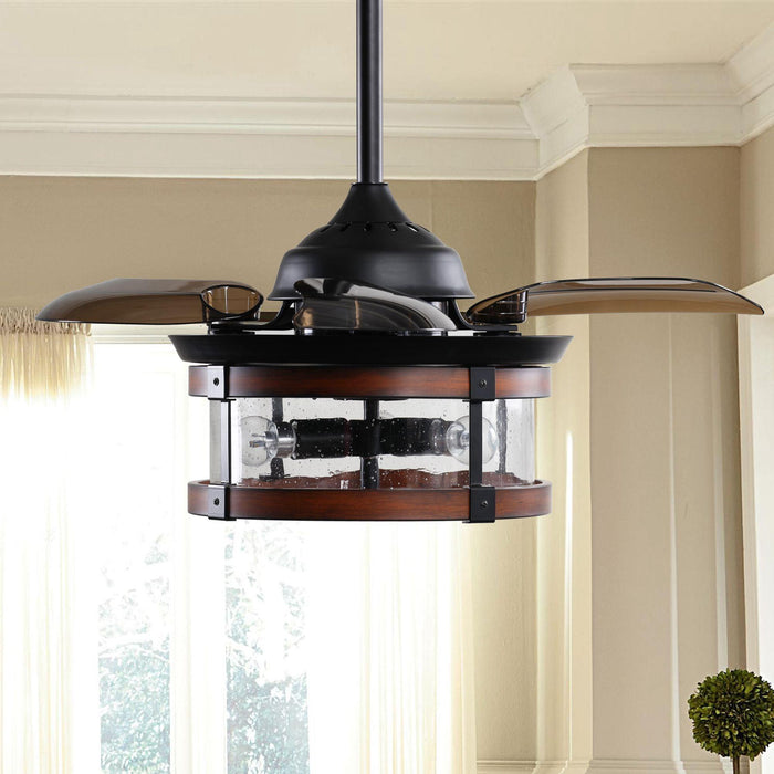 36" Caselli Traditional Downrod Mount Ceiling Fan with Lighting and Remote Control - ParrotUncle