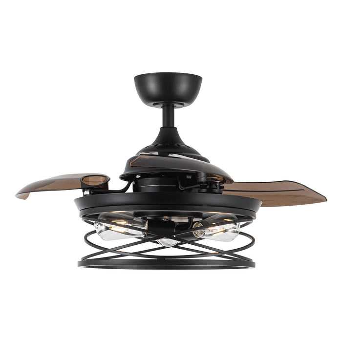 36" Petra Industrial Downrod Mount Ceiling Fan with Lighting and Remote Control - ParrotUncle
