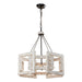 4-Light Distressed White Wooden Drum Chandelier - ParrotUncle
