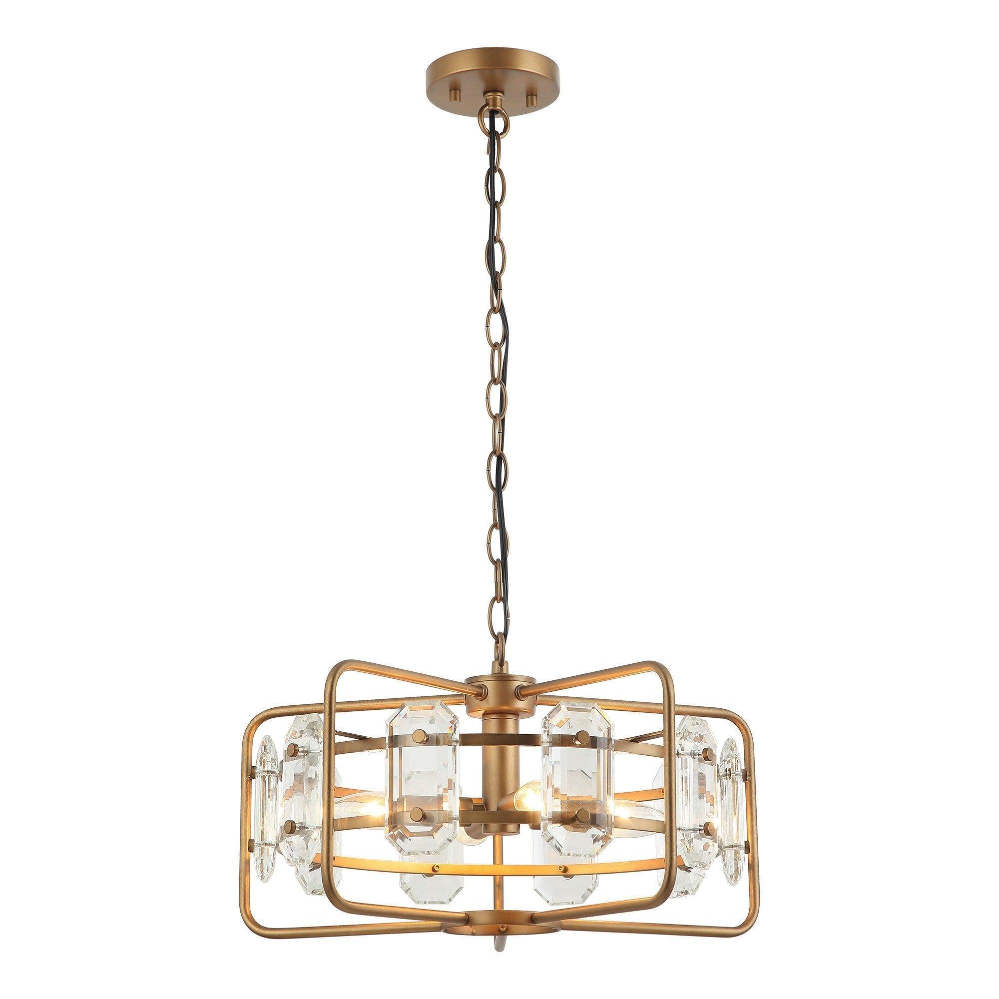 4-Light Golden Modern Crystal Pendant Light - ParrotUncle