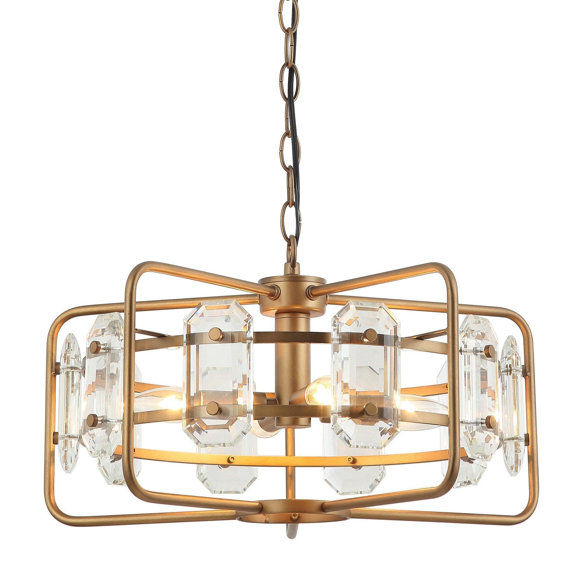 4-Light Golden Modern Crystal Pendant Light - ParrotUncle