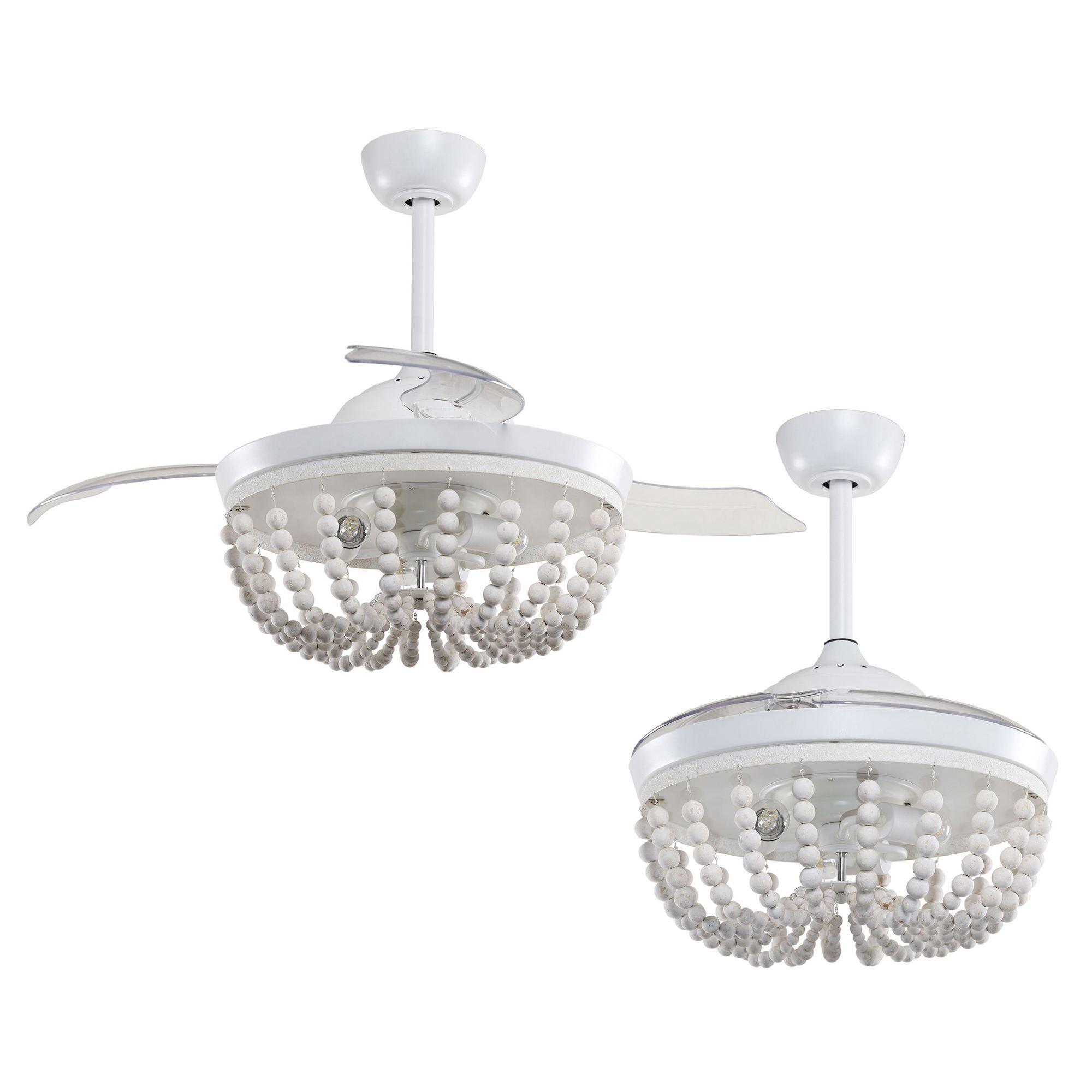 42" Huang Traditional Downrod Mount Chandelier Ceiling Fan with Lighting and Remote Control - ParrotUncle