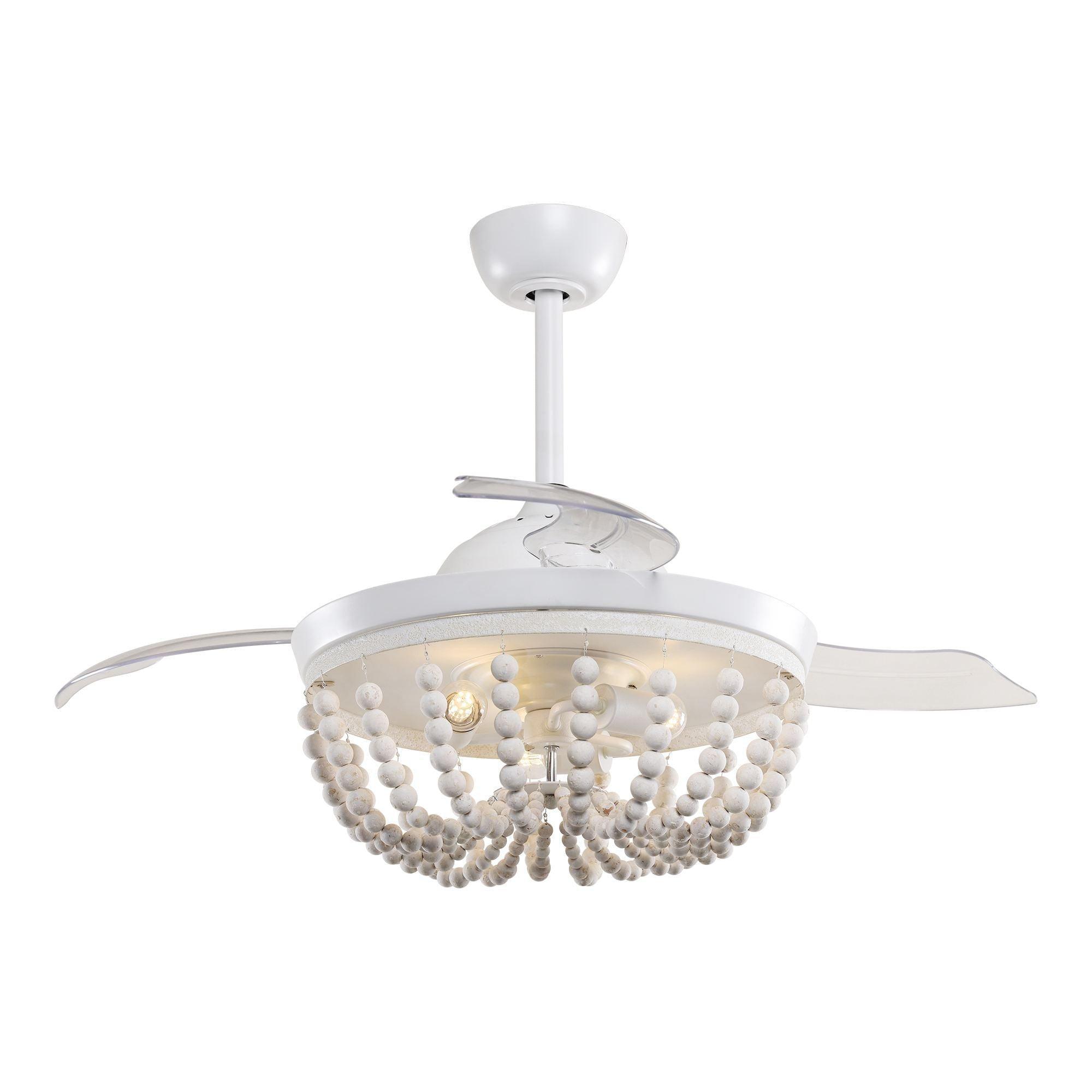 42" Huang Traditional Downrod Mount Chandelier Ceiling Fan with Lighting and Remote Control - ParrotUncle