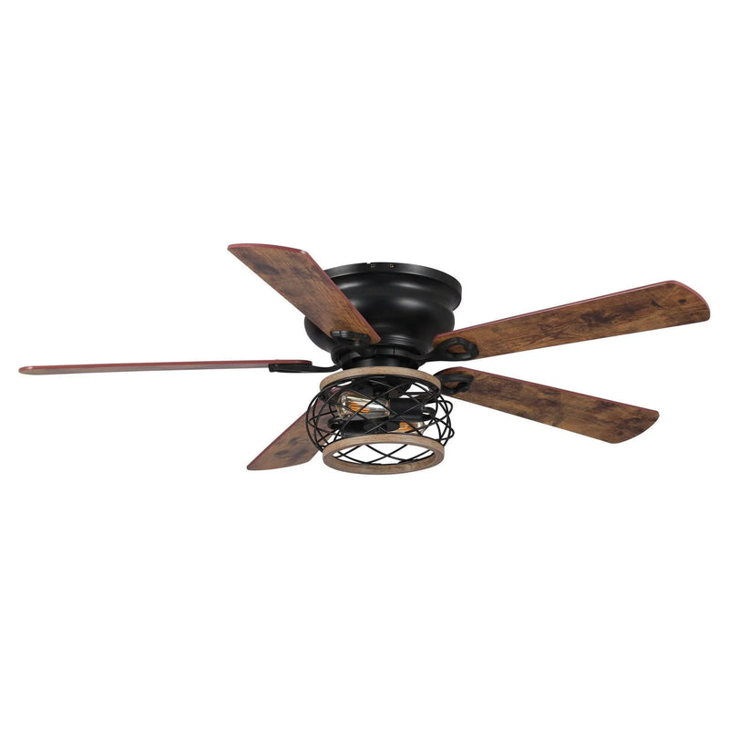 Ventilador de techo reversible de 122 cm, estilo granja Amberes, con iluminación y control remoto.