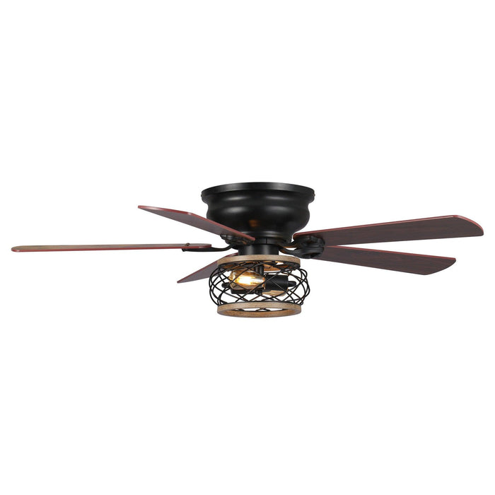 48"Antwerp Farmhouse Flush Mount Reversible Ceiling Fan with Lighting and Remote Control - ParrotUncle
