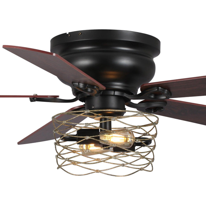 48" Athens Farmhouse Flush Mount Reversible Ceiling Fan with Lighting and Remote Control - ParrotUncle