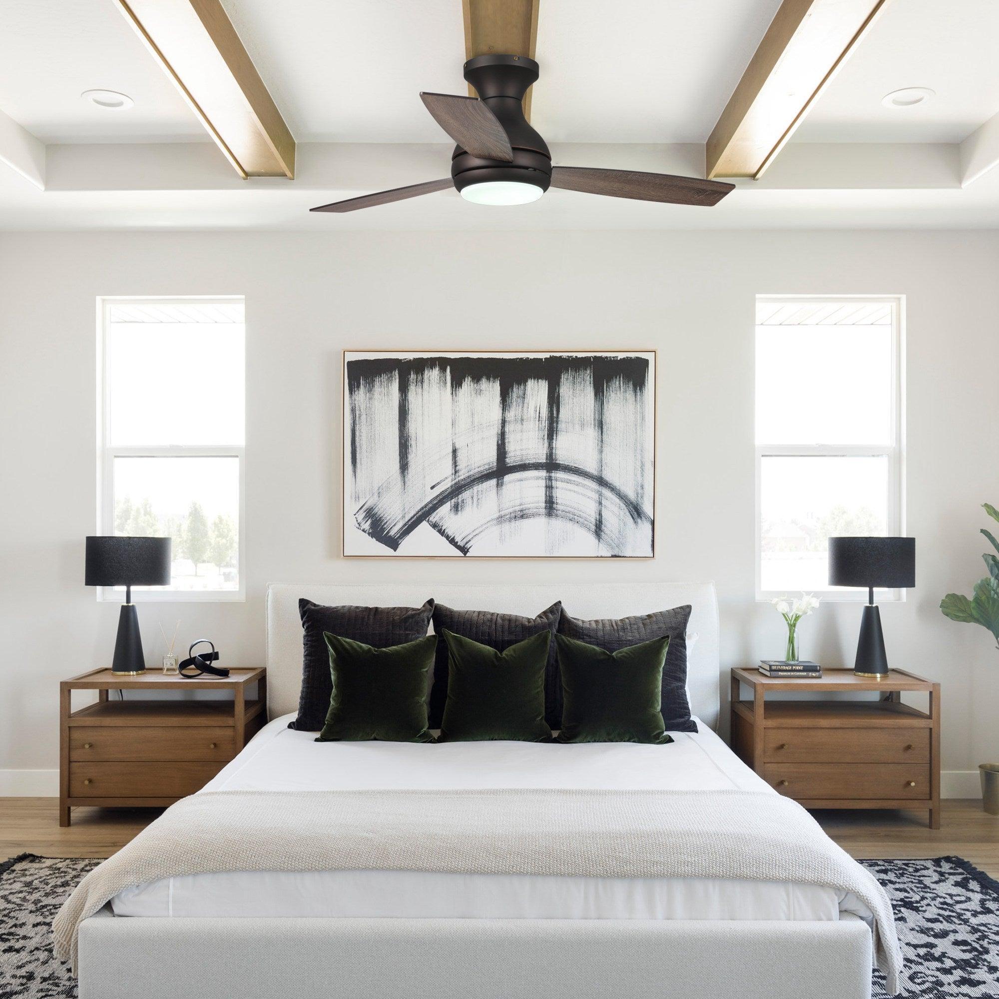 48" Beckette Modern Flush Mount Reversible Ceiling Fan with Lighting and Remote Control - ParrotUncle