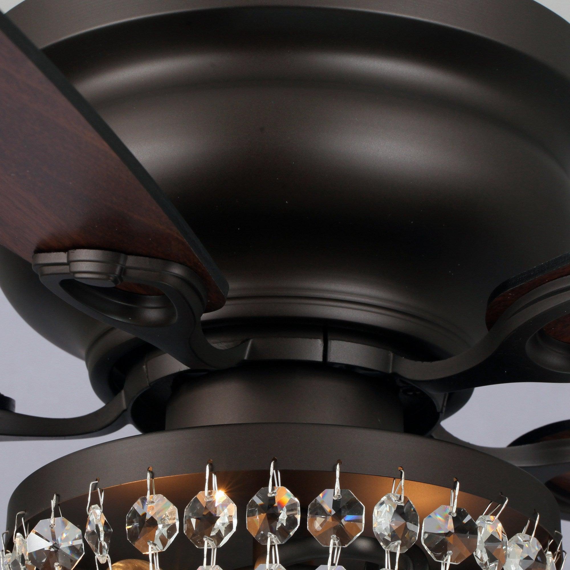48" Modern Flush Mount Reversible Crytsal Ceiling Fan with Lighting and Remote Control - ParrotUncle