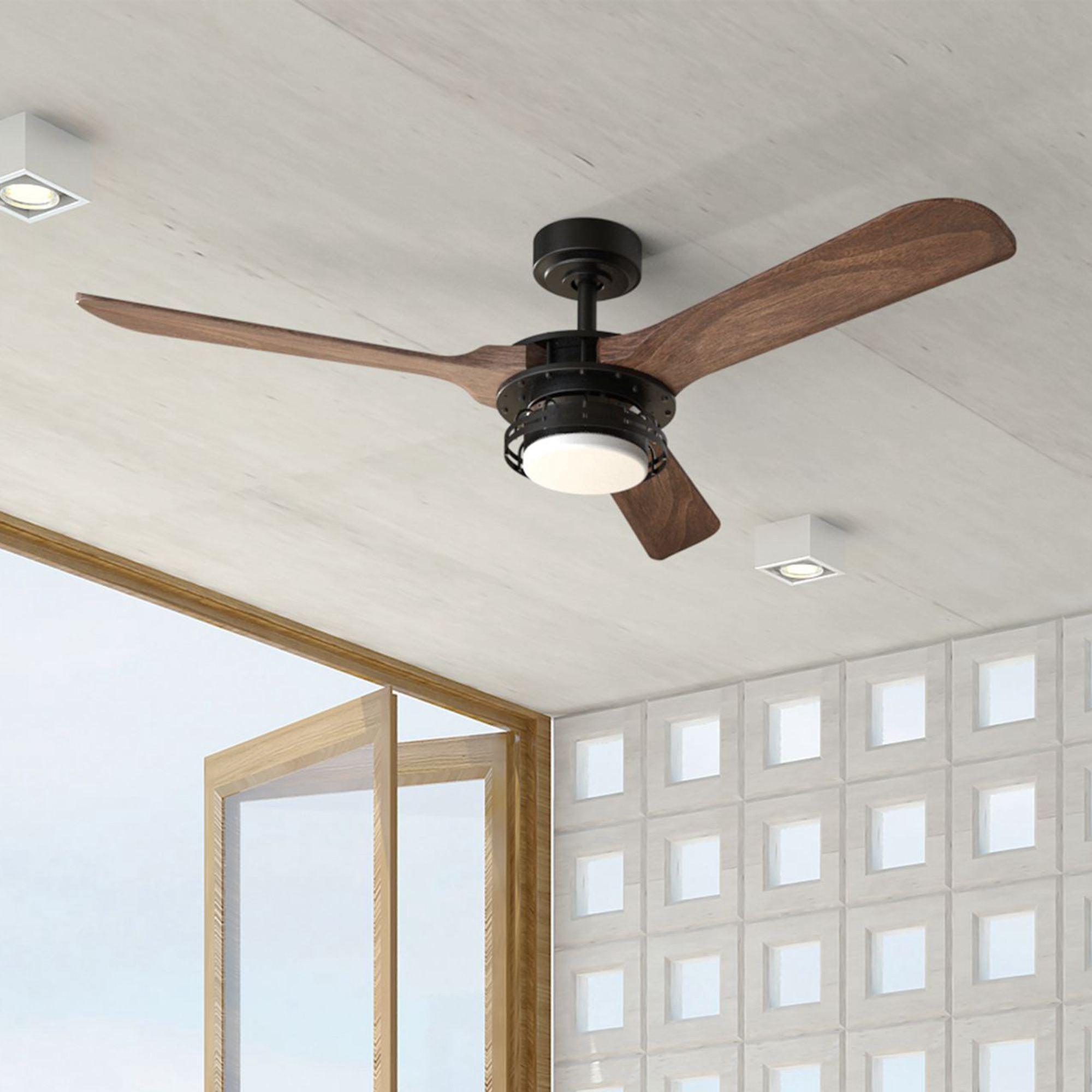 52" Aerofanture Industrial DC Motor Downrod Mount Reversible Ceiling Fan with Lighting and Remote Control - ParrotUncle
