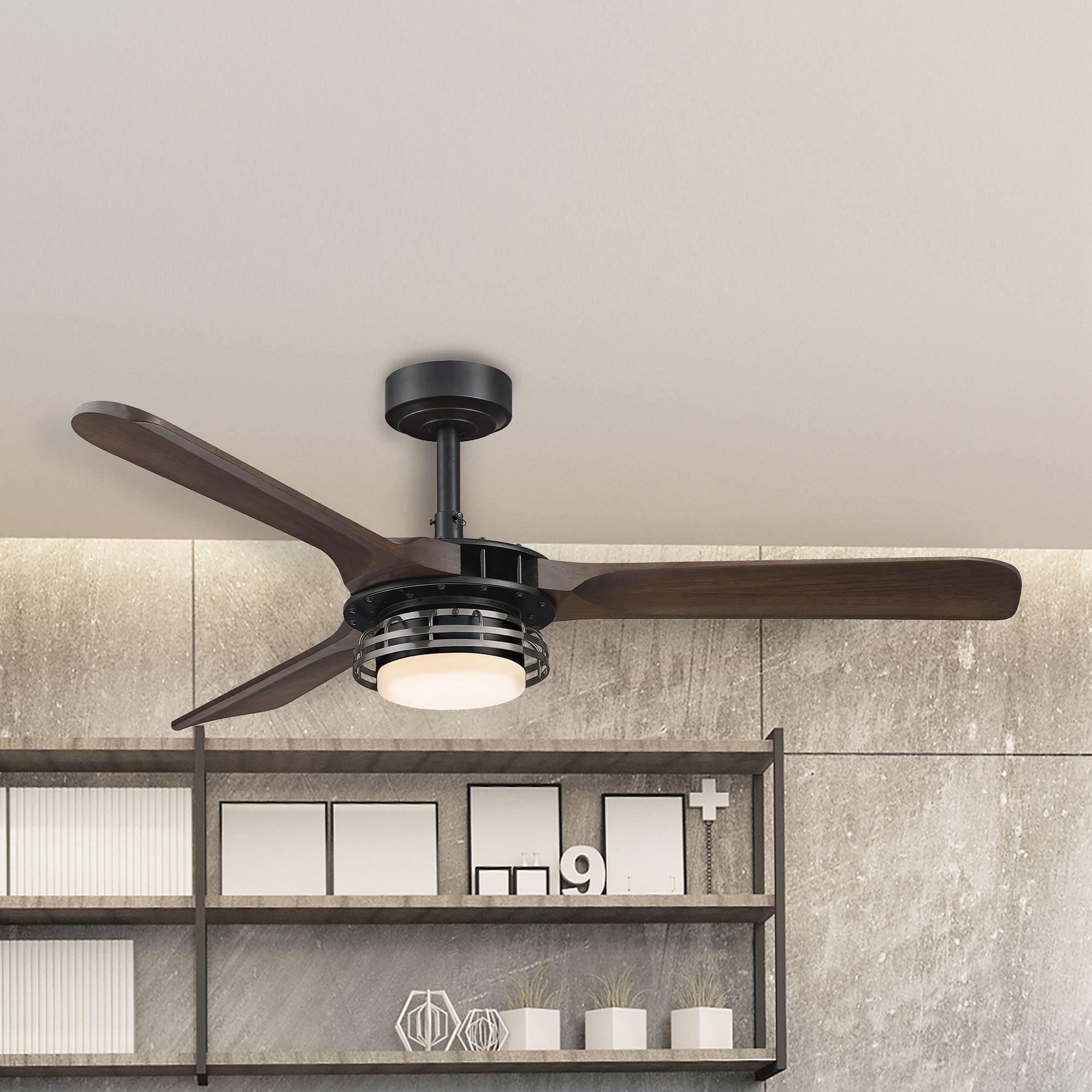 52" Aerofanture Industrial DC Motor Downrod Mount Reversible Ceiling Fan with Lighting and Remote Control - ParrotUncle