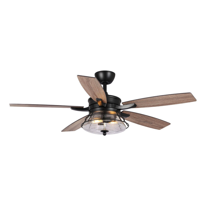 52" Antone Industrial Downrod Mount Reversible Ceiling Fan with Lighting and Remote Control - ParrotUncle