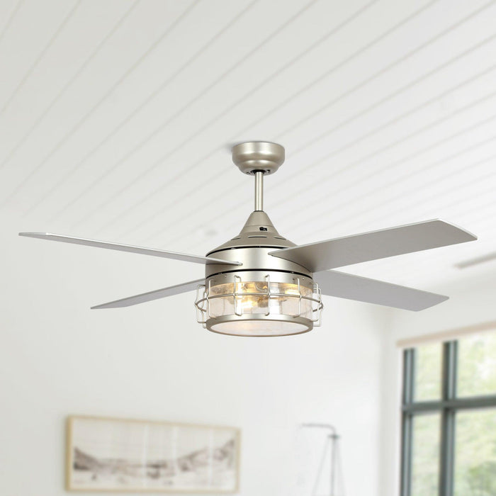 52" Celentano Farmhouse Downrod Mount Reversible Ceiling Fan with Lighting and Remote Control - ParrotUncle