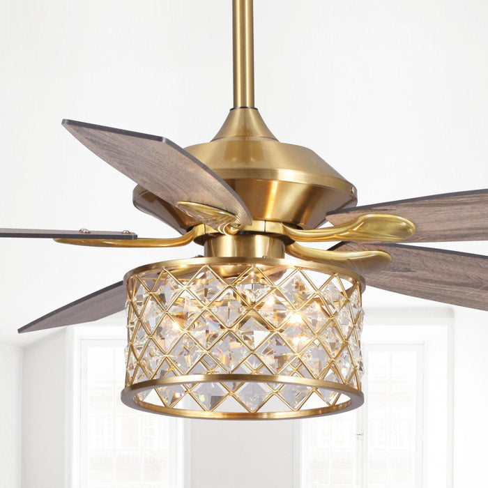 Golden Chandelier Ceiling Fan Light with Remote Control