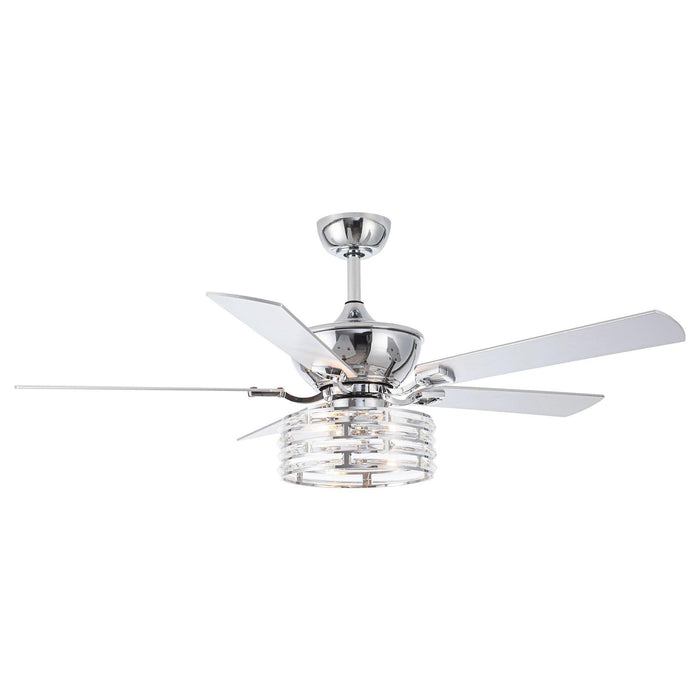 52" Coimbatore Modern Chrome Downrod Mount Reversible Ceiling Fan with Lighting and Remote Control - ParrotUncle