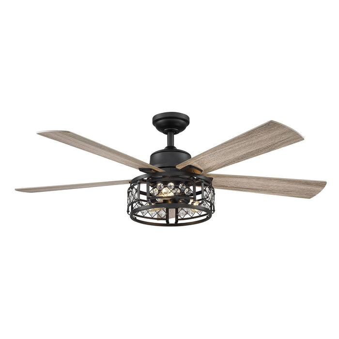 52" Divisadero Farmhouse Downrod Mount Reversible Crystal Ceiling Fan with Lighting and Remote Control - ParrotUncle