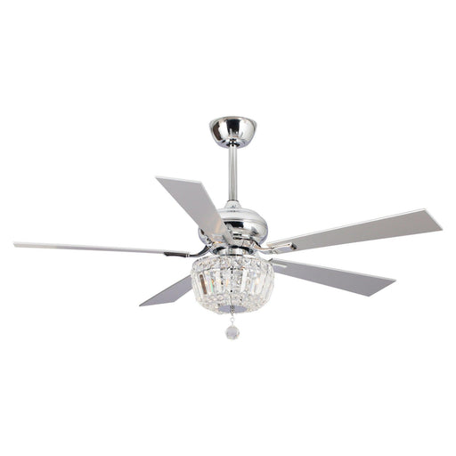 52" Ganga Modern Downrod Mount Reversible Crystal Ceiling Fan with Lighting and Remote Control - ParrotUncle
