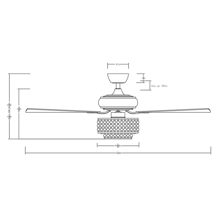 52" Godavari Farmhouse Downrod Mount Reversible Ceiling Fan with Lighting and Remote Control - ParrotUncle