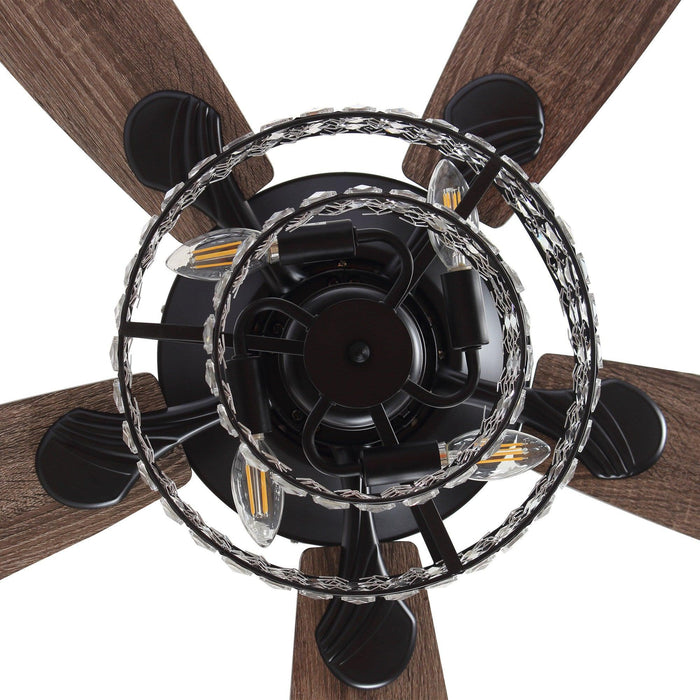 52" Howell Modern Downrod Mount Reversible Crystal Ceiling Fan with Lighting and Remote Control - ParrotUncle