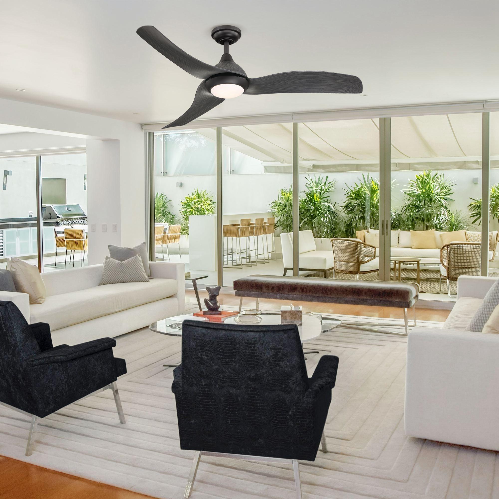 52" Industrial DC Motor Downrod Mount Reversible Ceiling Fan with LED Lighting and Remote Control - ParrotUncle