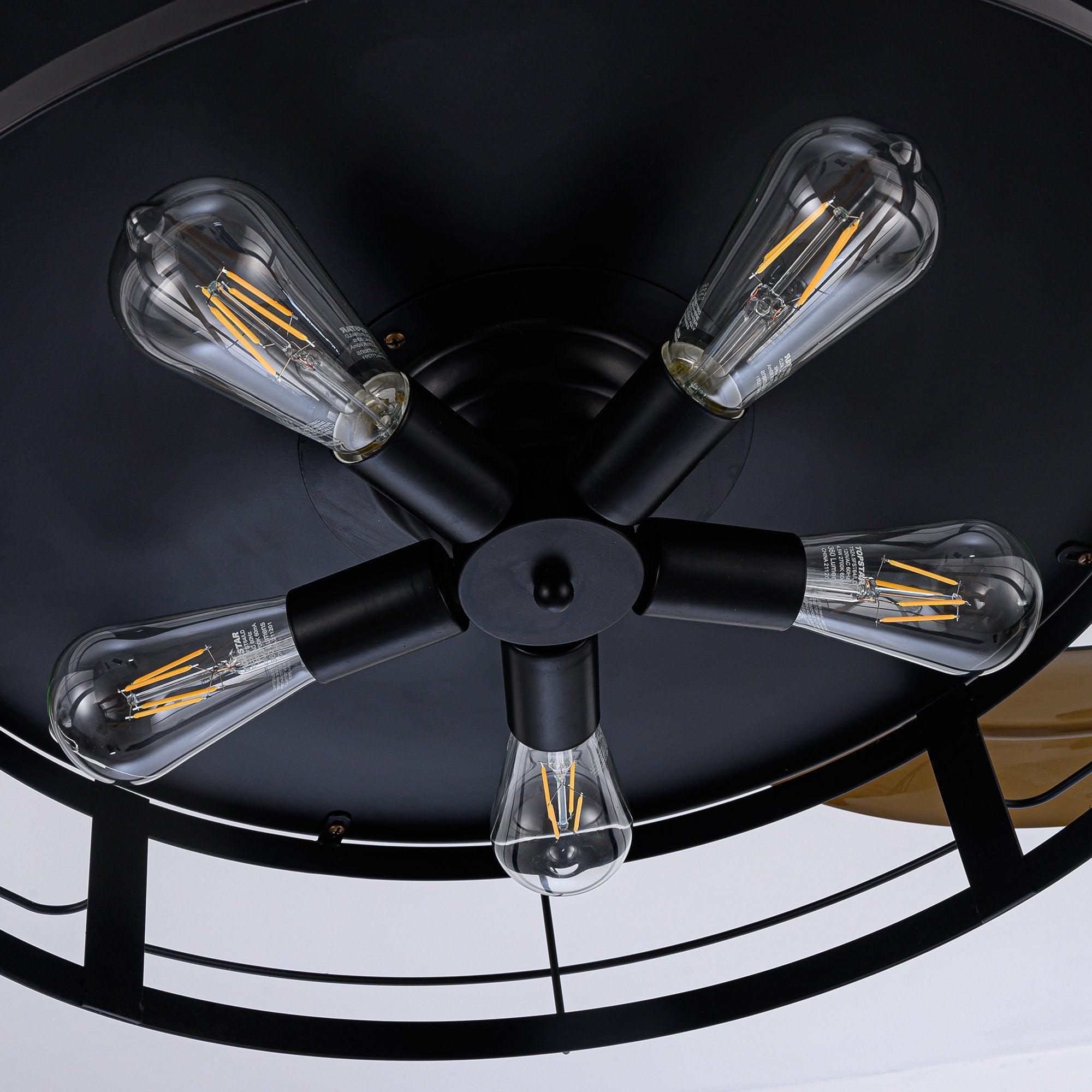 52" Jamshedpur Industrial Downrod Mount Ceiling Fan with Lighting and Remote Control - ParrotUncle