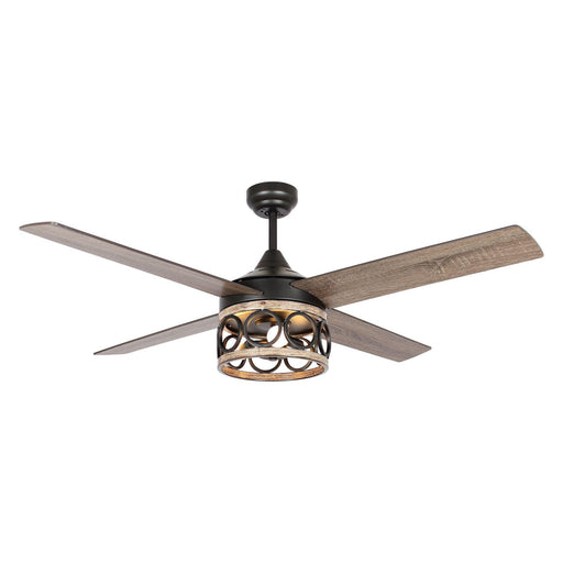 52" Kashmir Farmhouse Downrod Mount Reversible Ceiling Fan with Lighting and Remote Control - ParrotUncle