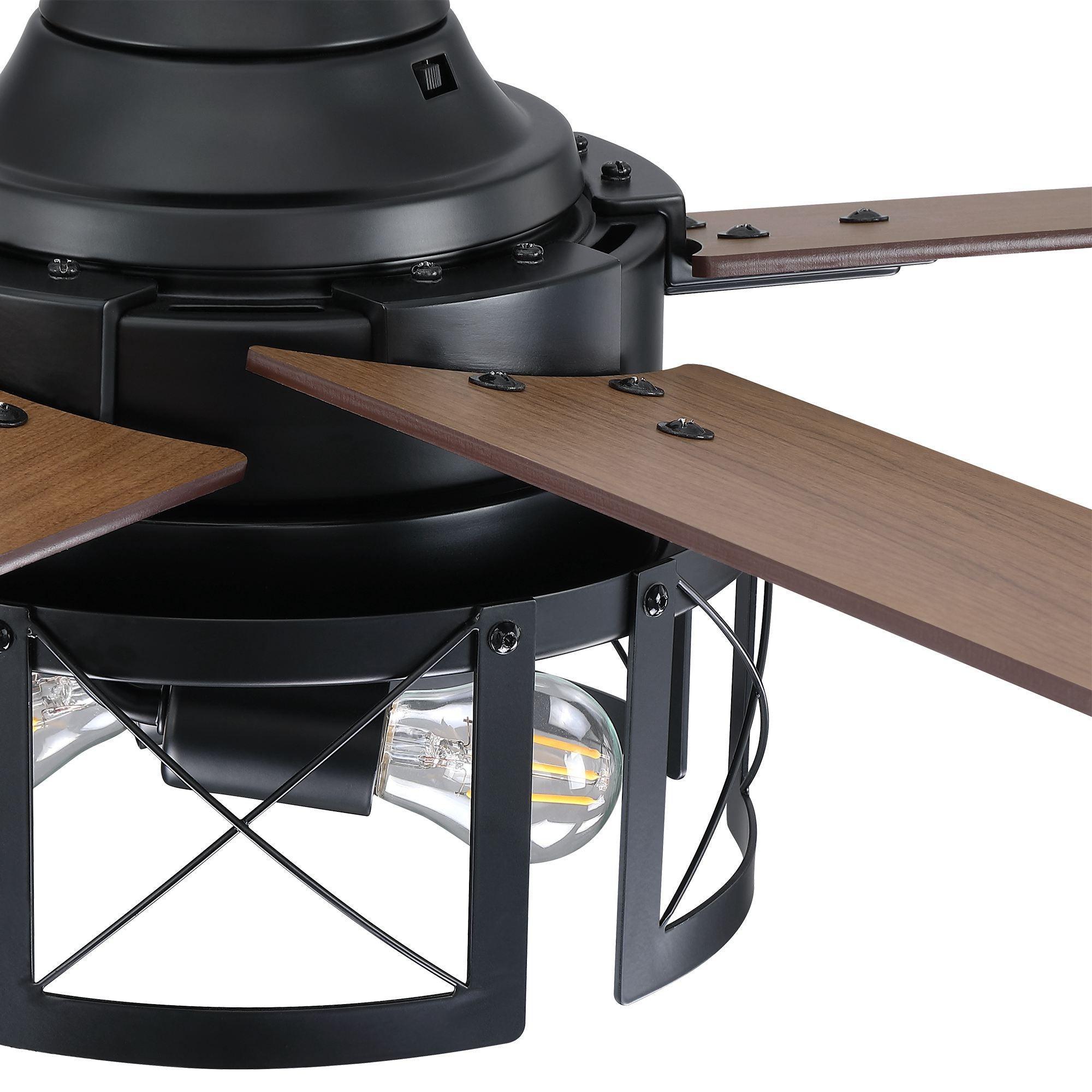 52" Kolkata Industrial Downrod Mount Reversible Ceiling Fan with Lighting and Remote Control - ParrotUncle