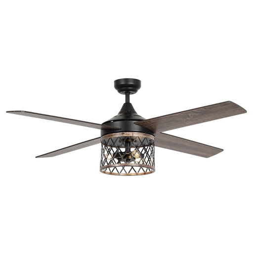 52" Mirelle Farmhouse Downrod Mount Reversible Ceiling Fan with Lighting and Remote Control - ParrotUncle