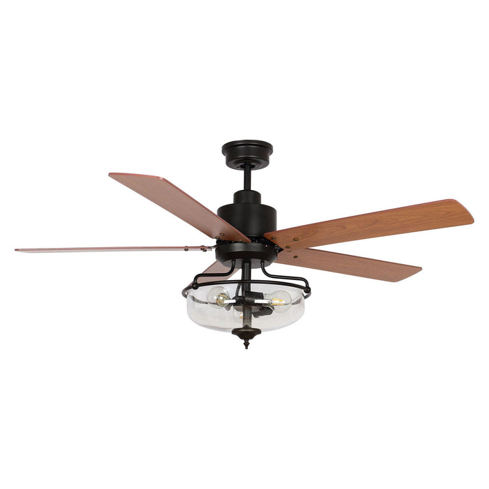 52" Mumbai Industrial Downrod Mount Reversible Ceiling Fan with Lighting and Remote Control - ParrotUncle
