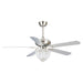 52" Murillo Modern Brushed Nickel Downrod Mount Reversible Crystal Ceiling Fan with Lighting and Remote Control - ParrotUncle