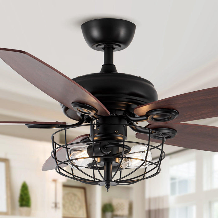 52" Oisin Farmhouse Downrod Mount Reversible Ceiling Fan with Lighting and Remote Control - ParrotUncle