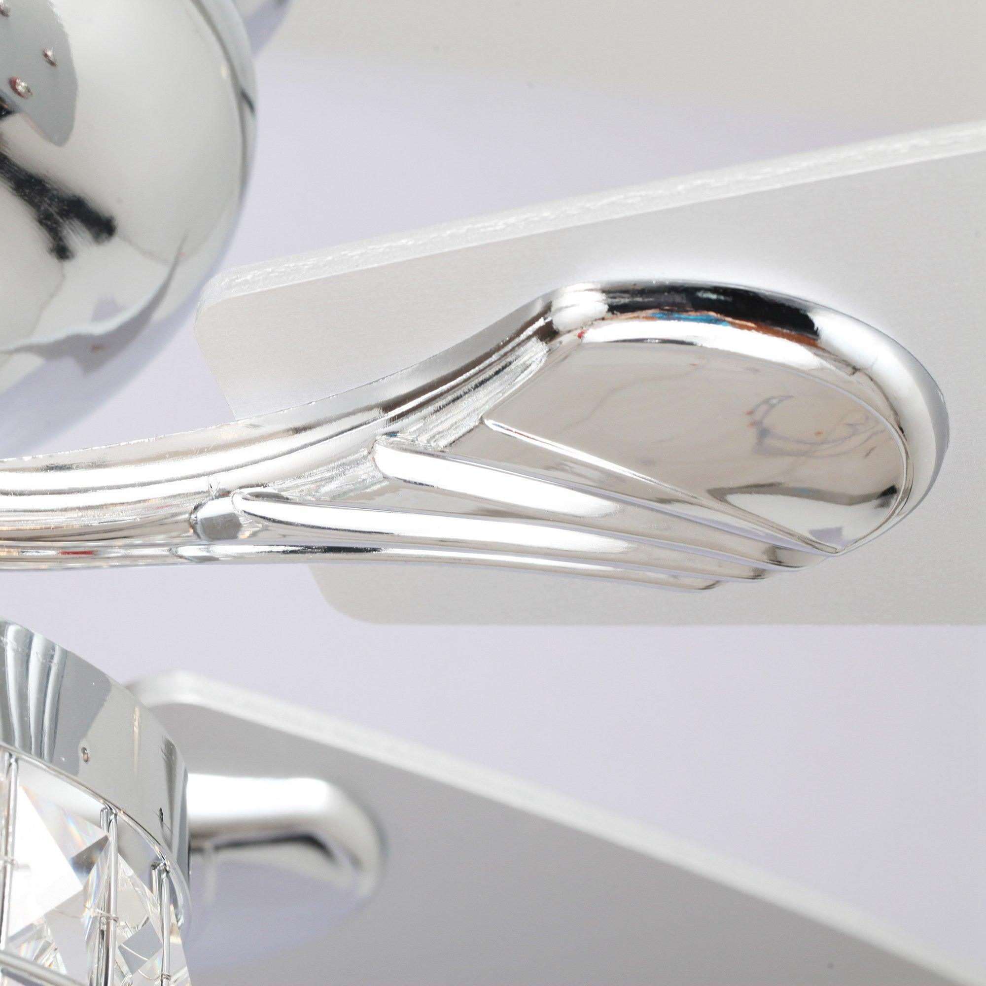 52" Panipat Modern Chrome Flush Mount Reversible Crystal Ceiling Fan with Lighting and Remote Control - ParrotUncle