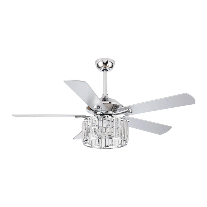 52" Shellie Modern Chrome Downrod Mount Reversible Ceiling Fan with Lighting and Remote Control - ParrotUncle