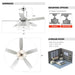 52" Tibuh Modern Downrod Mount Reversible Crystal Ceiling Fan with Lighting and Remote Control - ParrotUncle
