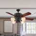 52" Traditional Downrod Mount Reversible Ceiling Fan with Lighting and Pull Chain - ParrotUncle