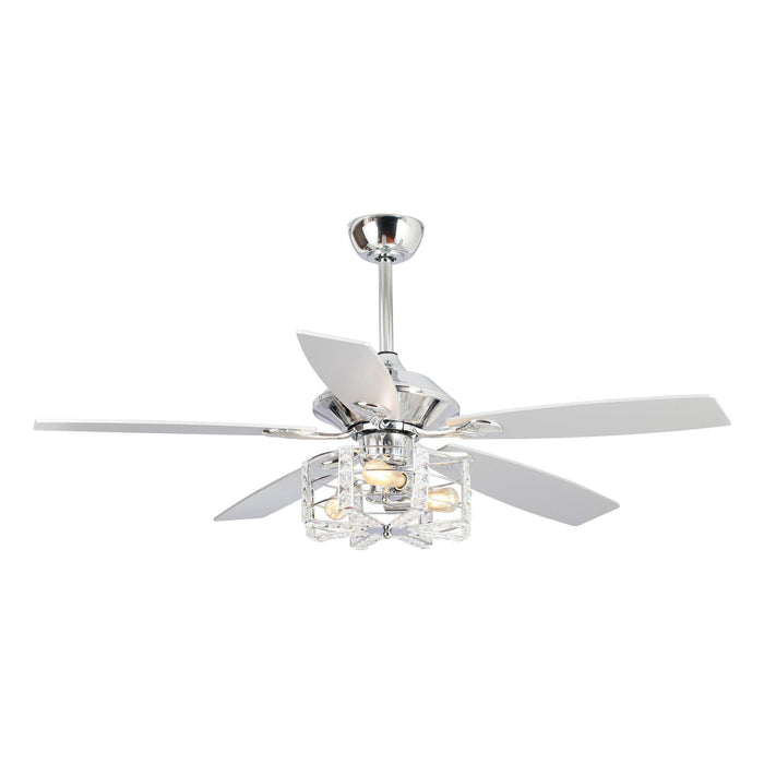 52" Vaughn Industrial Downrod Mount Reversible Crystal Ceiling Fan with Lighting and Remote Control - ParrotUncle