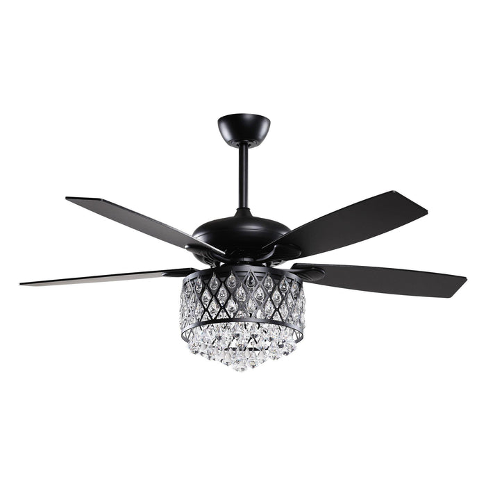 52" Wethington Modern Downrod Mount Reversible Crystal Ceiling Fan with Lighting and Remote Control - ParrotUncle