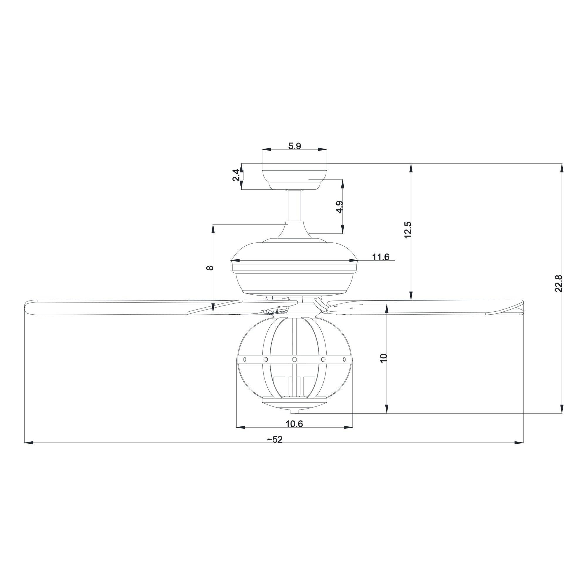 52" Wilburton Industrial Downrod Mount Reversible Ceiling Fan with Lighting and Remote Control - ParrotUncle