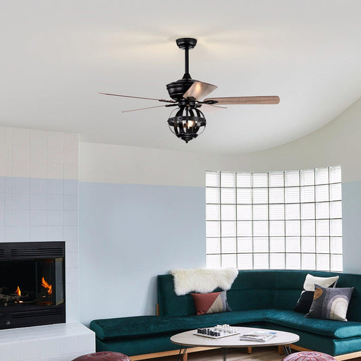 52" Wilburton Industrial Downrod Mount Reversible Ceiling Fan with Lighting and Remote Control - ParrotUncle