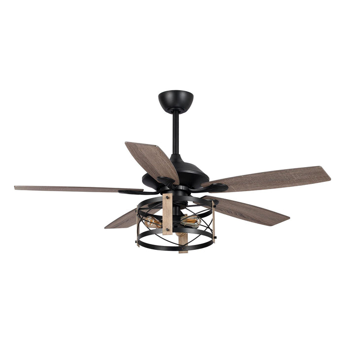 52" Wisner Industrial Downrod Mount Reversible Ceiling Fan with Lighting and Remote Control - ParrotUncle